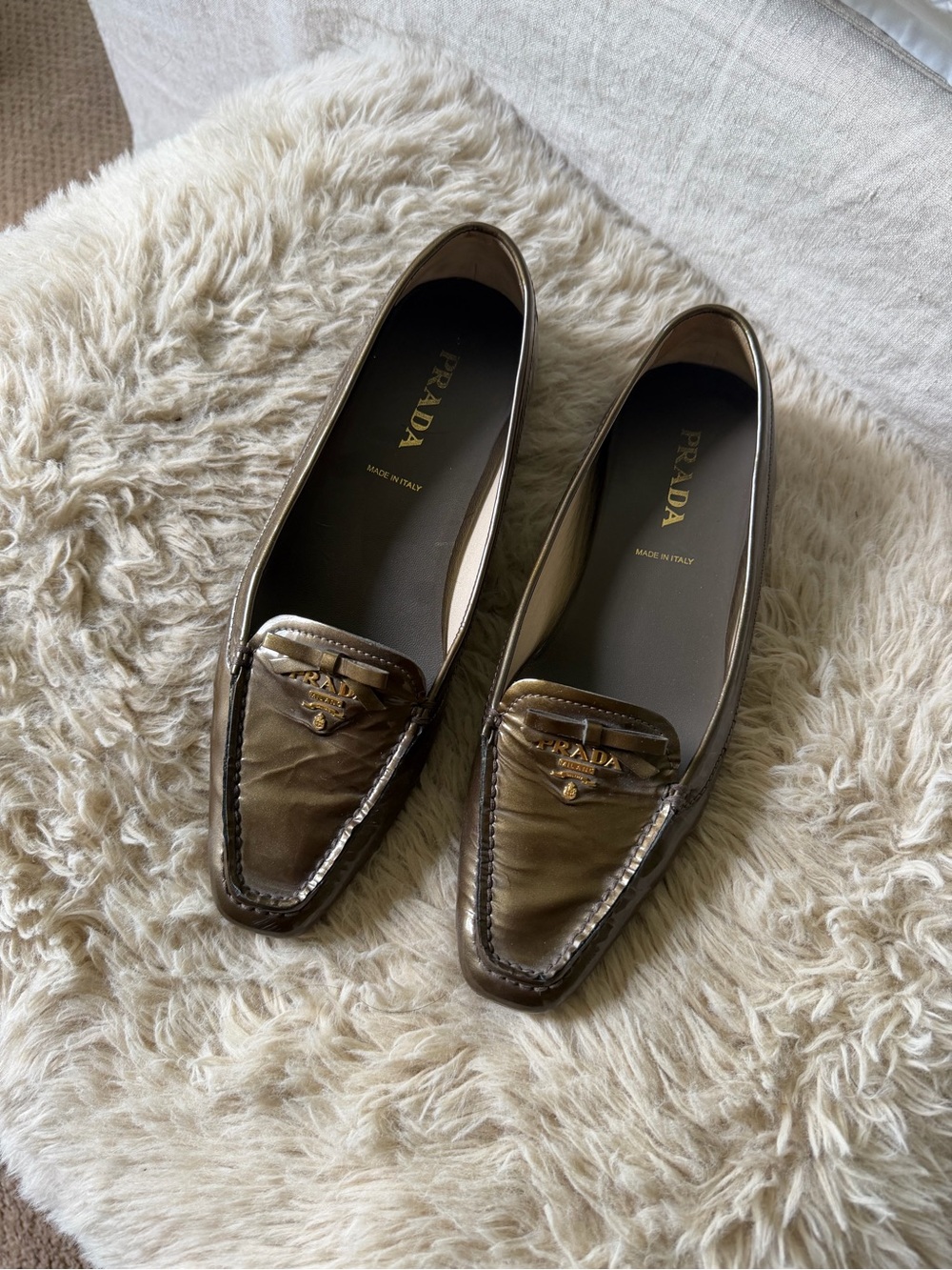 Prada Brown Patent Leather Loafers
